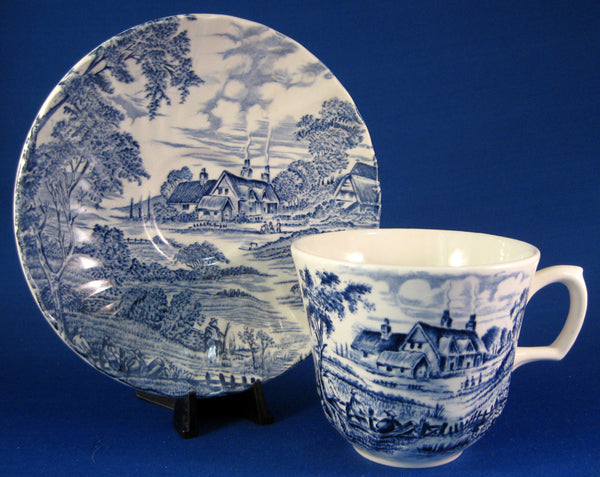 Cup And Saucer Meadowsweet Blue Transferware Ridgway 1940s