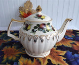 Sadler Fruit Teapot Gold Grape Overlay 1950s Large Original Sticker Vintage Tea Pot 4-6 Cups