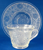 Sandwich Pattern Cup And Saucer Indiana Glass Duncan 1930s Depression Glass Teacup And Saucer