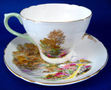 Shelley Heather Cup and Saucer New Cambridge England Landscape 1940s