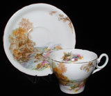 Shelley Heather Cup and Saucer Old Cambridge England Landscape Ring Handle