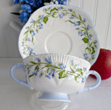 Shelley Dainty Harebell Cream Soup Cup and Saucer Large Double Handle Cup 1940s