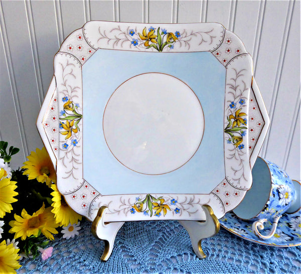 Shelley Sandwich Cake Plate Art Deco Vogue Mode Shape Floral 1940s