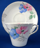 Shelley Cup And Saucer Dog Rose Art Deco Perth England 1940s Pink Blue