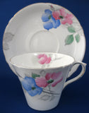 Shelley Cup And Saucer Dog Rose Art Deco Perth England 1940s Pink Blue