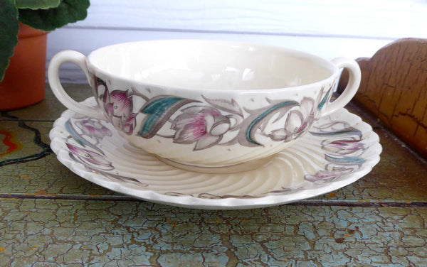 Susie Cooper スープチューリン Vintage 1940s Susie Cooper Endon Ribbed Cream Soup And Saucer