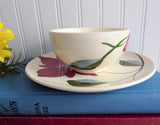 Pair of Cups And Saucers Blue Ridge Poinsettia Teacup 1940s Colonial Shape Holiday