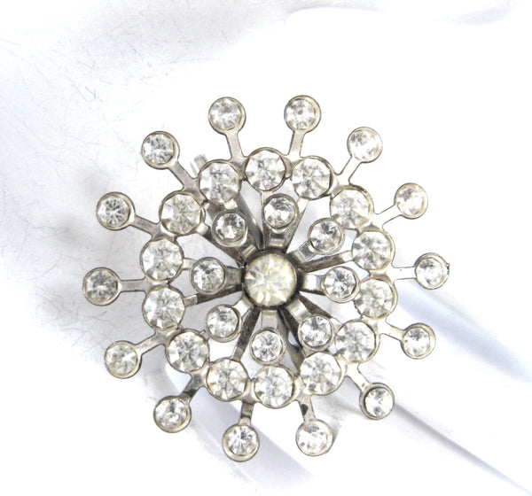Rhinestone Snowflake Crystal Sunburst Brooch Pin Starburst