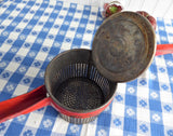 Original Red Paint Ricer Puree Long Handled Kitchen tool 1940s Vintage Gadget