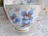 Floral Cup And Saucer Enamel 1940s Hand Colored Chintz Leaves Hudson And Middleton
