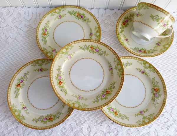 Occupied Japan Set Of 4 Bread Plates Pretty Floral 1945-1952