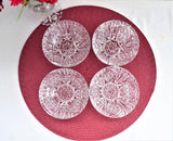 Four Lead Crystal Berry Bowls American Faceted Dessert Diamond Arch Footed 1950s