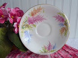 Pink Blue Astilbe Floral Cup And Saucer Old Royal England 1950s Bone China