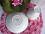 Pink Blue Astilbe Floral Cup And Saucer Old Royal England 1950s Bone China