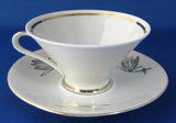 Retro Bavarian Martini Glass Shape Cup And Saucer Gold Overlay Leaves 1950s