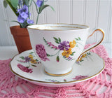 Pink Carnations Cup and Saucer Colclough Wild Flower Bouquets 1950s