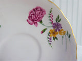 Pink Carnations Cup and Saucer Colclough Wild Flower Bouquets 1950s