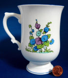 Mug Blue And Purple On Black Transfer Art Deco Flowers 1950s Crown Staffordshire