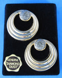 Earrings Diamond Dust Posts 1950s Retro Gold Hoops Lucite Box Natural Diamonds