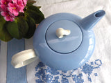 Large Teapot Homer Laughlin Jubilee Skytone Streamlined Blue And White Retro 1950s
