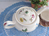 Johnson Brothers Wakefield Teapot English 1950s Transferware Floral Windsor Ware
