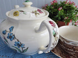 Johnson Brothers Wakefield Teapot English 1950s Transferware Floral Windsor Ware