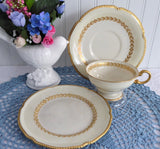 Elegant Teacup Trio Laurel Gold Laurel Wreath Gold Beading Castleton USA 1940s
