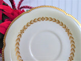 Elegant Teacup Trio Laurel Gold Laurel Wreath Gold Beading Castleton USA 1940s