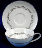 Cup And Saucer Noritake Graywood Gray And Platinum Leaves Retro