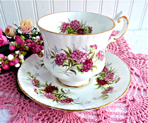 Paragon Cup And Saucer Sweet Williams English Flowers Series Elizabeth Warrant 1960s