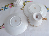 Pink Roses Gold Teacup Trio Cup And Saucer With Plate Rosina 1950s Gold Overlay
