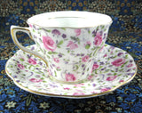 Rose And Violet Chintz Cup And Saucer Rosina 1950s Pink Purple