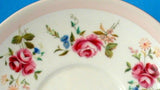 Rosina Tall Tea Cup and Saucer Roses Pink Bone China English 1950s