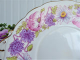 Roslyn England Ambleside Lugged Cake Serving Plate Pink Lavender 1950s Poppies Daisies