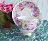 Roslyn Ambleside Cup And Saucer Pink Poppies Daisies 1950s English Bone China