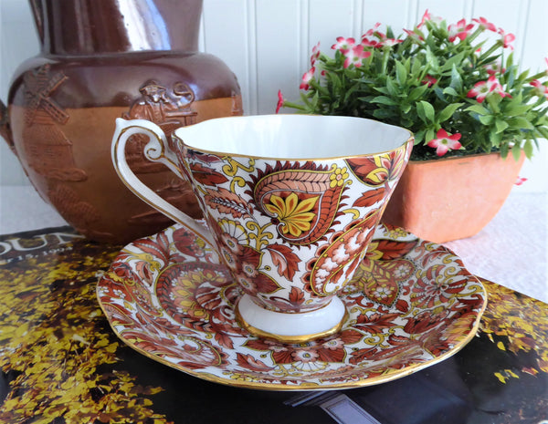 紅茶様お取引中⭐2979⭐❣️大人可愛い華やかアクセ❣️オリジナル✴インド Tea Cup And Saucer Fall Paisley Chintz 1950s Vintage Royal