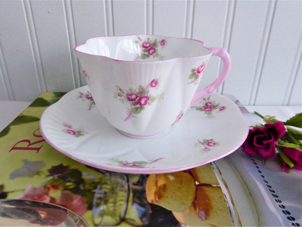 Shelley Dainty Rose Spray Bridal Rose Cup and Saucer England Pink