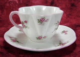 Shelley Dainty Rose Spray Bridal Rose Cup and Saucer England Pink Trim