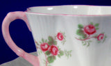 Shelley Dainty Rose Spray Bridal Rose Cup and Saucer England Pink Trim
