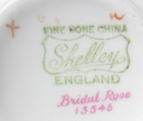 Shelley Dainty Rose Spray Bridal Rose Cup and Saucer England Pink Trim