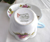 Shelley Dainty Begonia Cup and Saucer England Vintage Blue Trim