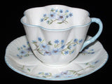 Shelley China Dainty Shape Blue Rock Cup and Saucer England Bone China