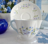 Shelley China Dainty Shape Blue Rock Cup and Saucer England Bone China