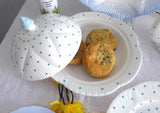 Shelley Dainty Polka Dot Turquoise Covered Muffin Dish Butter Cheese