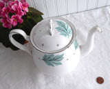 Teapot Shelley Tea Pot Drifting Leaves Gainsborough Shape 1956-1966 Aqua Leaves