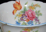 Shelley Cup And Saucer Butcher's Crocus Rose Gainsborough Shape Blue Trim