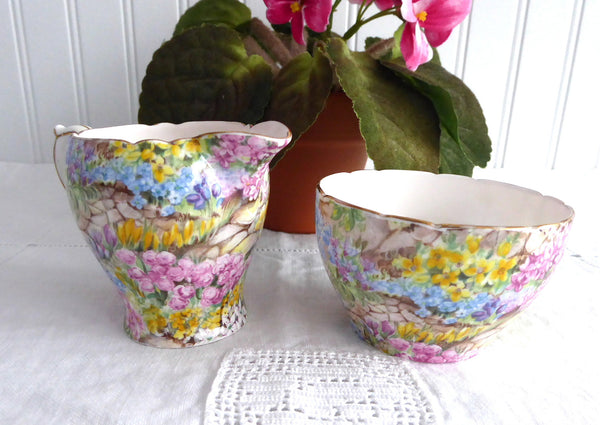 Shelley China Rock Garden Chintz Cream and Sugar Milk Afternoon