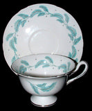 Cup And Saucer Shelley Serenity Gainsborough Aqua Feathers Demitasse