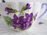 Shelley Violets Cup And Saucer Ludlow English Bone China Lavender Trim 1950s