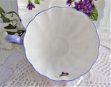 Shelley Violets Cup And Saucer Ludlow English Bone China Lavender Trim 1950s